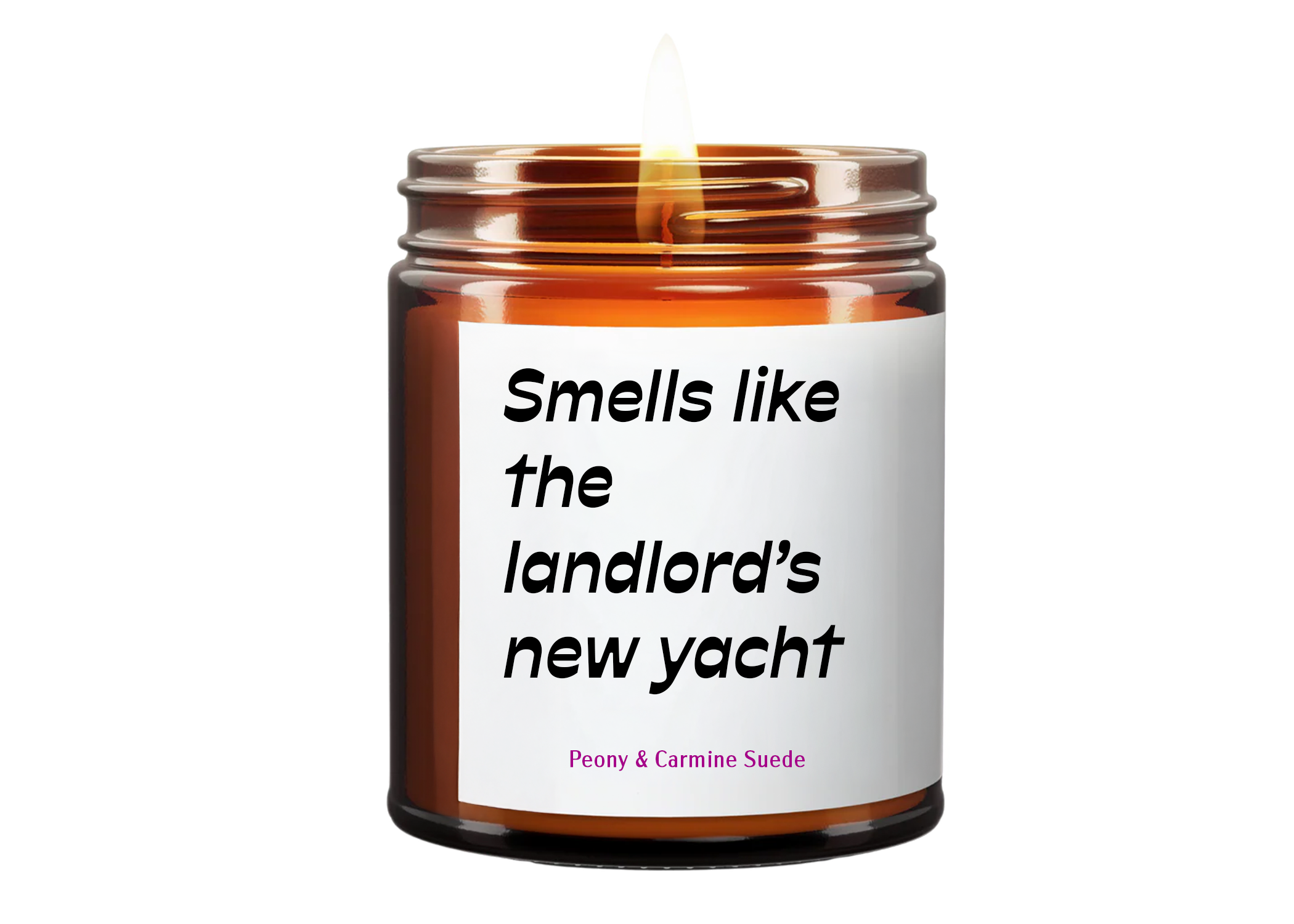Smells Like The Landlord’s New Yacht (Peony & Carmine Suede) Soy Wax Candle